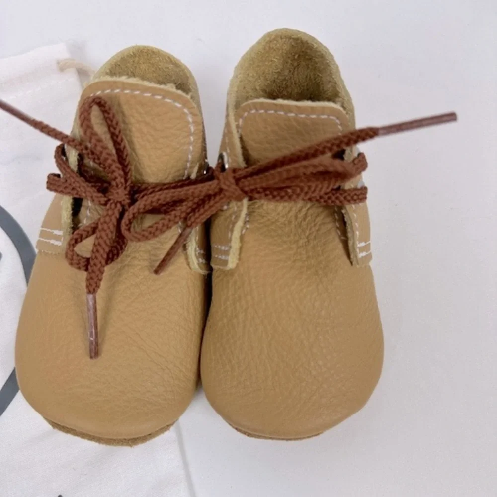 SAND Mon Petit Shoes Oxfords Tan Yellow Mustard Dijon Leather Handmade Baby Sz 3